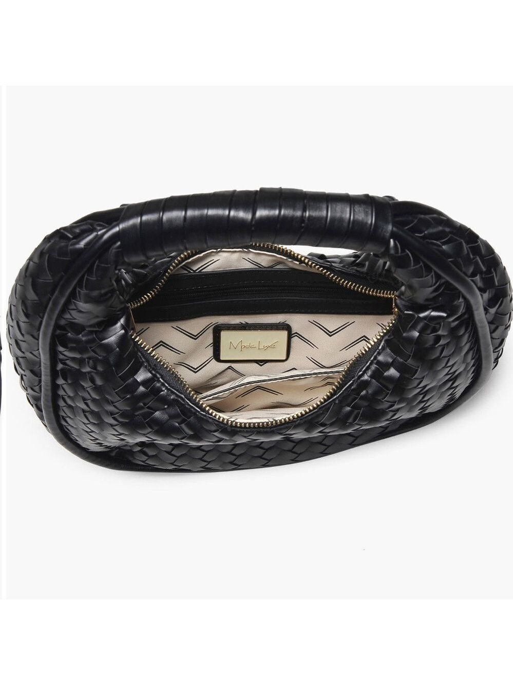 MODA LUXE-Woven Circle Shoulder bag-Black-NWT-Retail $100 - Picture 3 of 11